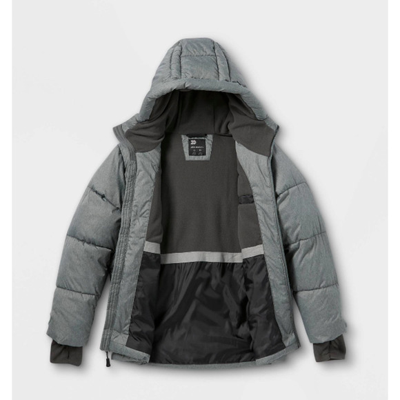 All In Motion Boys Girls Short Puffer Jacket Large 12/14 Gray Extendable… - Picture 3 of 12